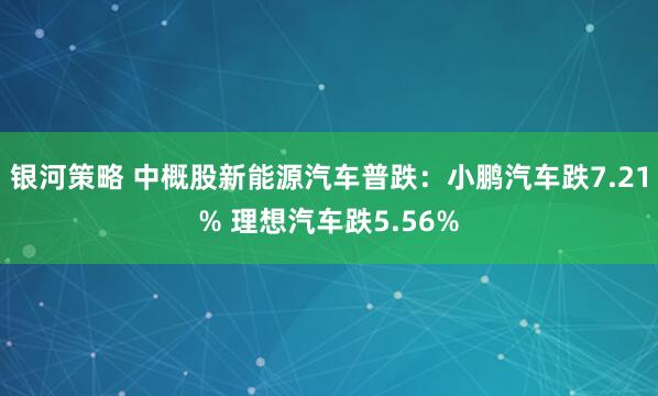 银河策略 中概股新能源汽车普跌：小鹏汽车跌7.21% 理想汽车跌5.56%